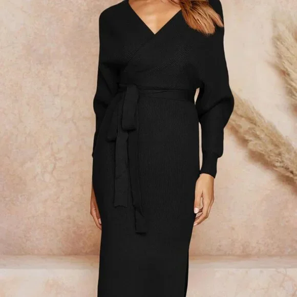 batwing sleeve bodycon dress Cameo Batwing Knit Midi Dress Ivory main image 1